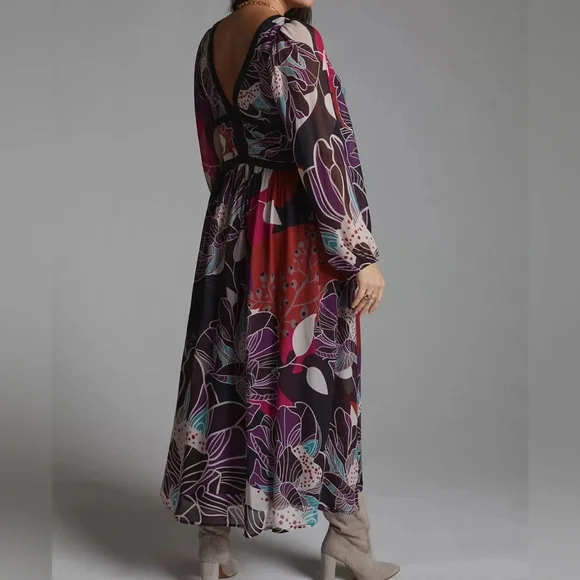 ANTHROPOLOGIE LET ME BE Floral Midi Dress XL - Picture 2 of 12